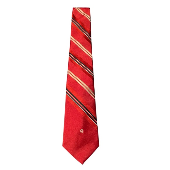 Etienne Aigner Red and Gold Striped Tie - Picture 1 of 4